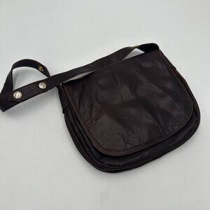 Vintage 1960s Brown Leather MEIER & FRANK Messenger Bag with Adjustable Strap